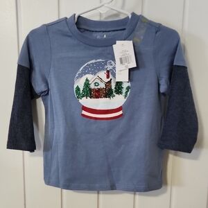 Wanderling Blue Snow Globe Layered-Look Long Sleeve Tee 12 month